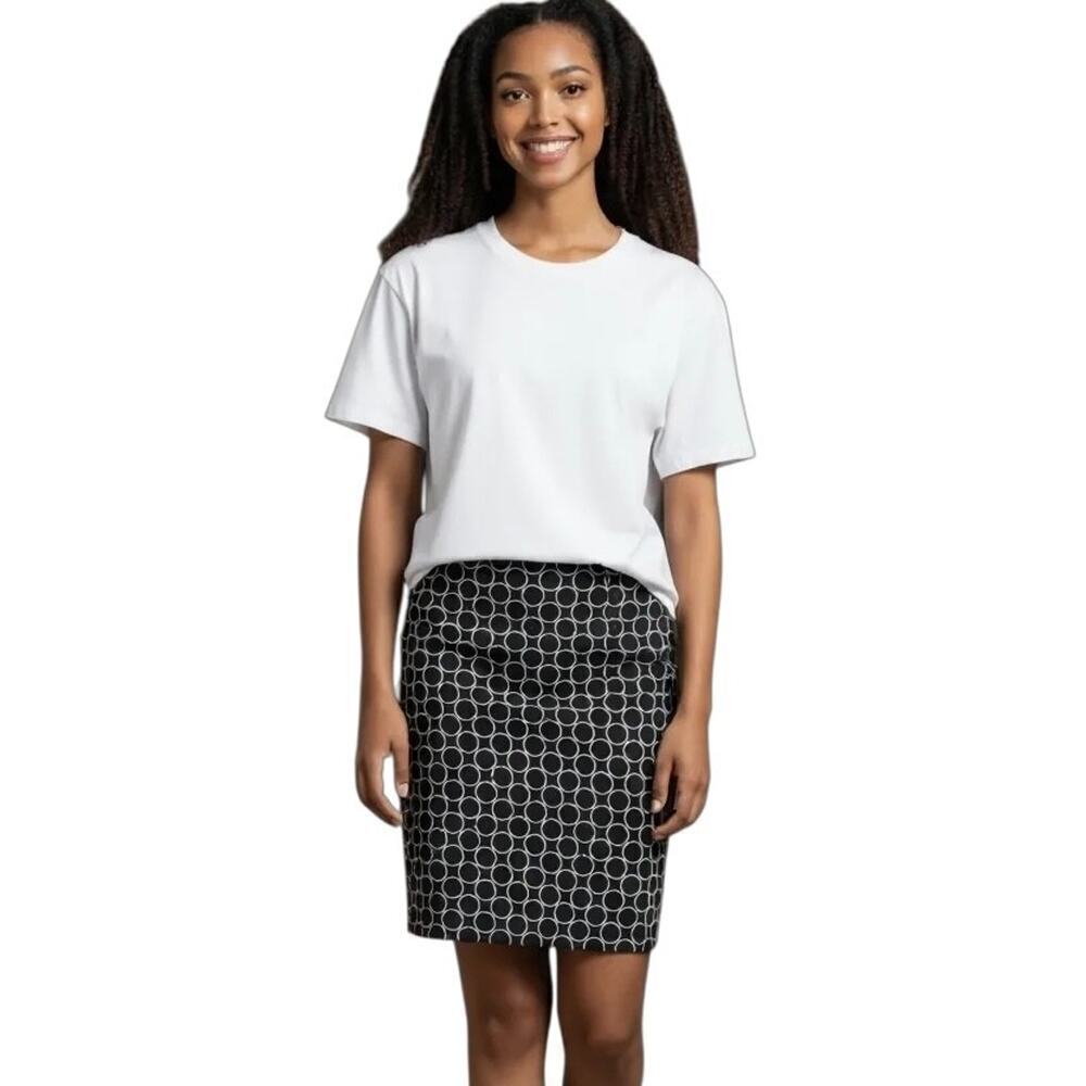 Ann Taylor Loft Vintage Women's Wool Pencil Skirt 4 Circle Print Black & White